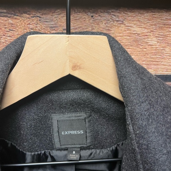 Express Charcoal Double-Breasted Pea Coat - Picture 5 of 16